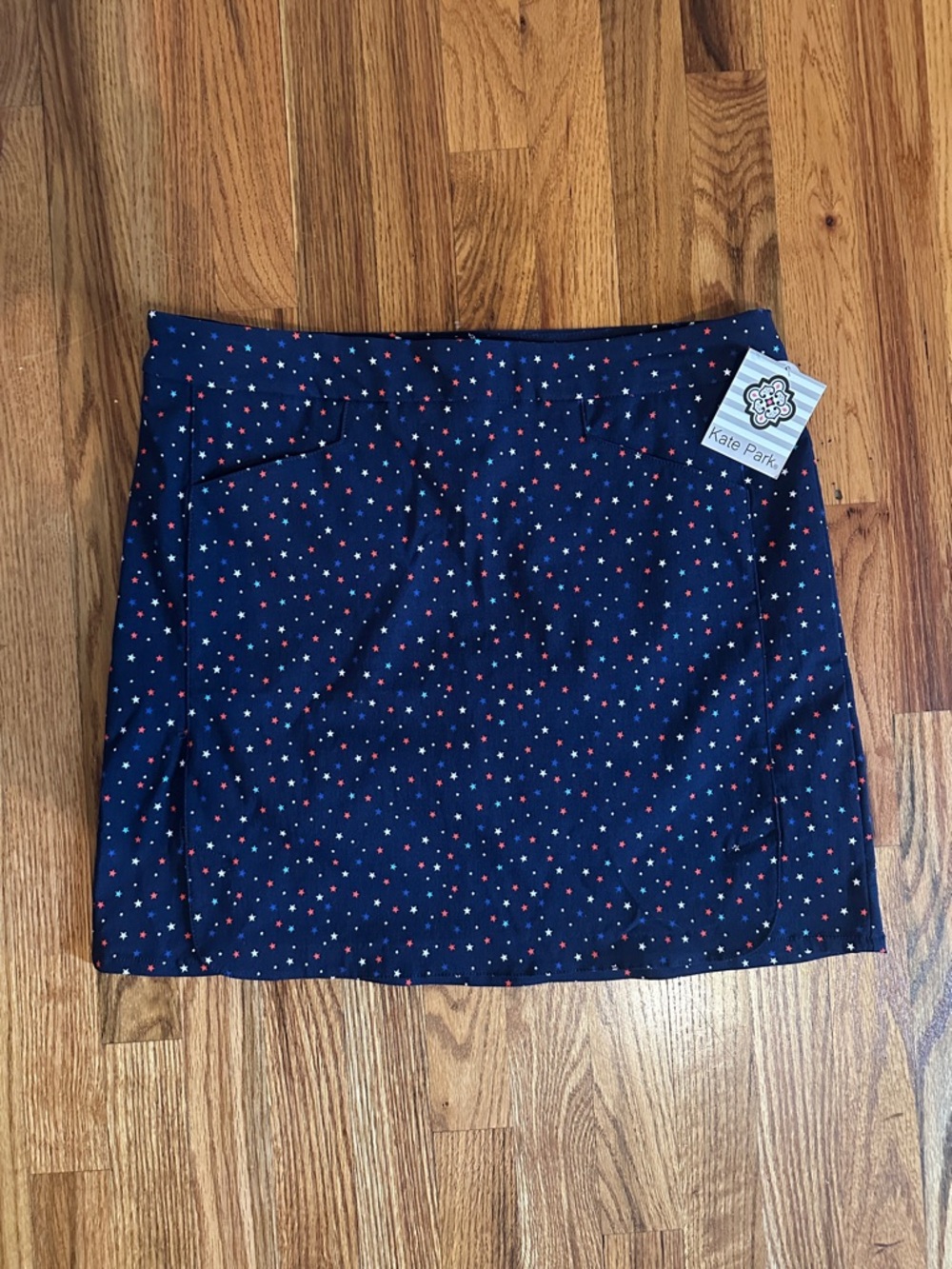 Kate Park women's patriotic red white blue golf skort skirt large L NWT